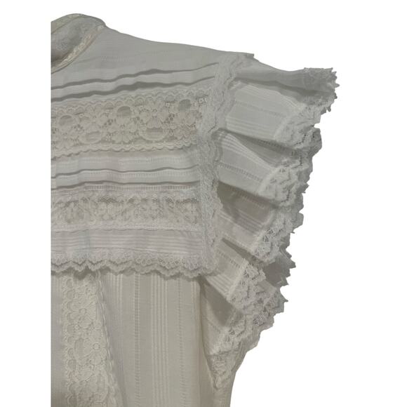 Vintage Jessica McClintock Gunne Sax Dress Prairie White Lace Cottagecore 8 - Picture 6 of 10